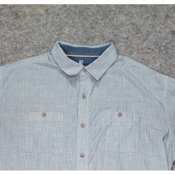 Kuhl XL Mens Short Sleeve Button Down Shirt Blue Plaid Outdoor Casual - Picture 1 of 9